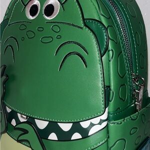 Disney Toy Story Rex Cosplay Mini Backpack Green Dinosaur PU Leather Women Doubl